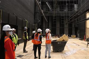 Students on the new theater stage
